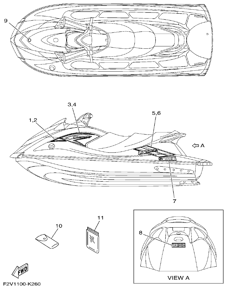 Yamaha VX700WAVERUNNER GRAPHICS parts diagram